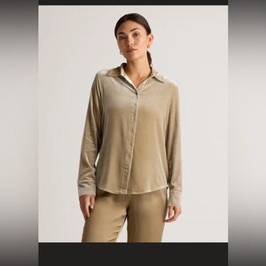 Quince Velvet Dogwood Small Button-Up Blouse